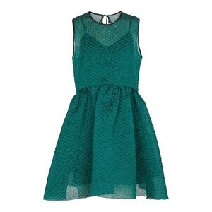 Victoria Beckham Silk-blend Cloque Minidress NWT Emerald Green
